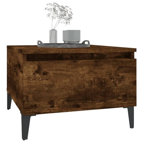 Bijzettafel 50x46x35 cm bewerkt hout gerookt eikenkleurig 4