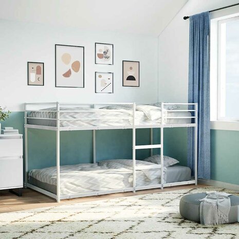 Stapelbed zonder matras 107x203 cm staal wit 3