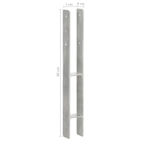 Grondankers 6 st 7x6x60 cm gegalvaniseerd staal zilverkleurig 7