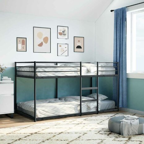 Stapelbed zonder matras 90x190 cm staal zwart 3