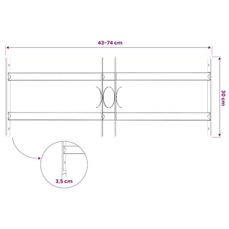 Raambeveiliging verstelbaar met 2 dwarsstangen 500-650 mm 7