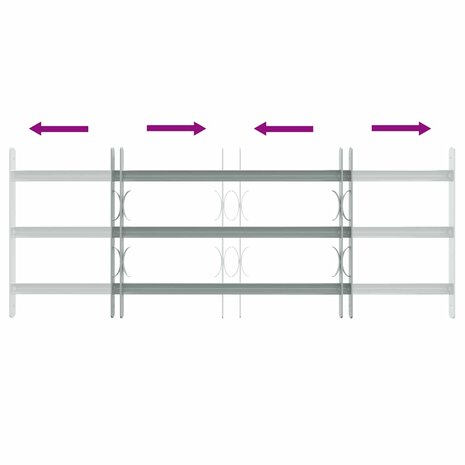 Raambeveiliging verstelbaar met 3 dwarsstangen 700-1050 mm 5