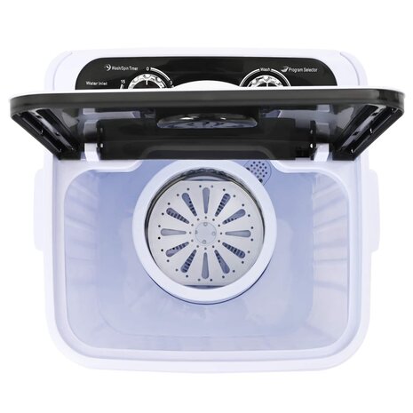 Mini Wasmachine met Enkele Wasbak 4,6 kg Zwart en Wit 6