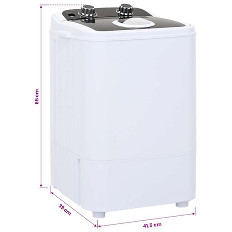 Mini Wasmachine met Enkele Wasbak 4,6 kg Zwart en Wit 9