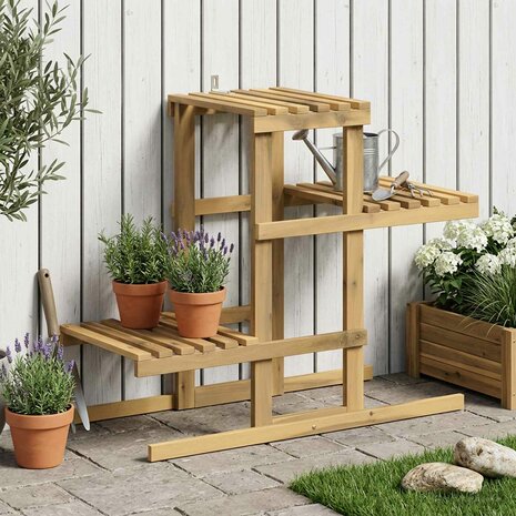Plantenstandaard Wit 82 x 36 x 60 cm Massief Acaciahout 1