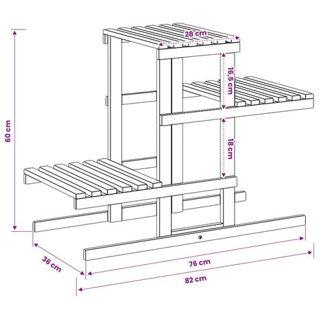 Plantenstandaard Wit 82 x 36 x 60 cm Massief Acaciahout 6