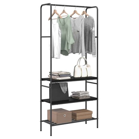 Kledingrek Zwart Eiken 77 x 30 x 171 cm Bewerkt hout 3