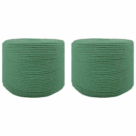 Katoen Touw 2 st 2 mm 100 m Groen 100% Katoen 1