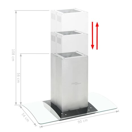 Eilandafzuigkap 756 m&sup3;/u LED 90 cm roestvrij staal 6