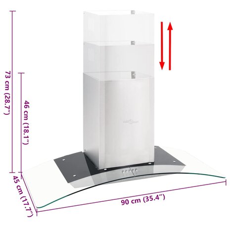Wandafzuigkap 756 m&sup3;/u LED 90 cm roestvrij staal 9