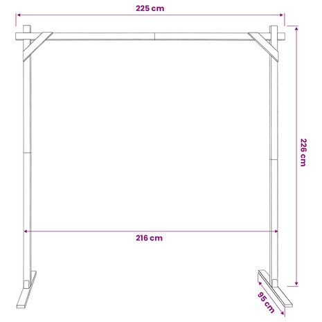 Trouwrand Licht Bruin 225 x 95 x 226 cm Massief Vurenhout 9