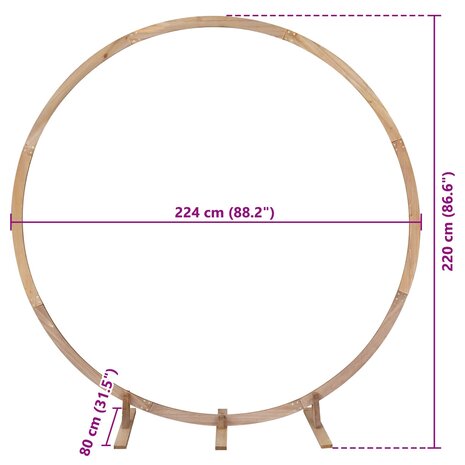 Trouwrand Licht Bruin 224 x 80 x 220 cm Massief Vurenhout 9