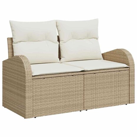 Bankstel 4 st Beige en Wit poly rattan 4