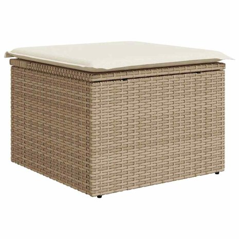 Bankstel 4 st Beige en Wit poly rattan 6
