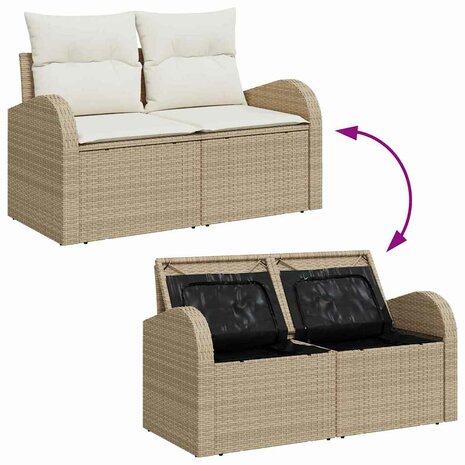 Bankstel 4 st Beige en Wit poly rattan 9