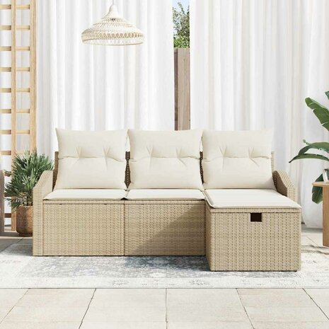 Bankstel 4 st poly rattan 3