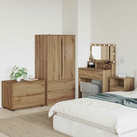Opbergkast 80 x 48 x 57 cm Bewerkt hout Artisan Eiken 1