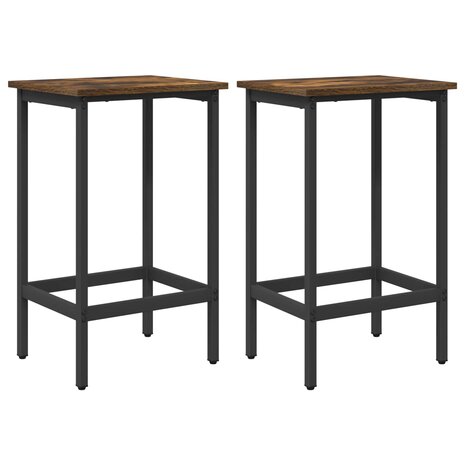 Barkruk 2 st Gerookt eiken 40 x 32 x 64 cm Bewerkt hout 2
