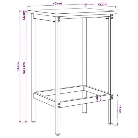 Barkruk 2 st Gerookt eiken 40 x 32 x 64 cm Bewerkt hout 6