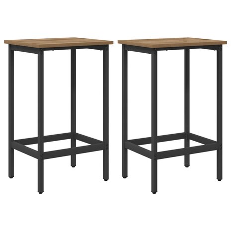 Barkruk 2 st Artisanaal eiken 40 x 32 x 64 cm Bewerkt hout 2