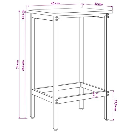Barkruk Sonoma Eiken 40 x 32 x 74 cm Bewerkt hout 6