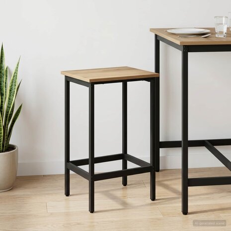 Barkruk Artisanaal eiken 40 x 32 x 74 cm Bewerkt hout 1