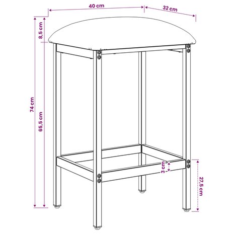 Barkruk Blauw 40 x 32 x 74 cm Bewerkt hout 7