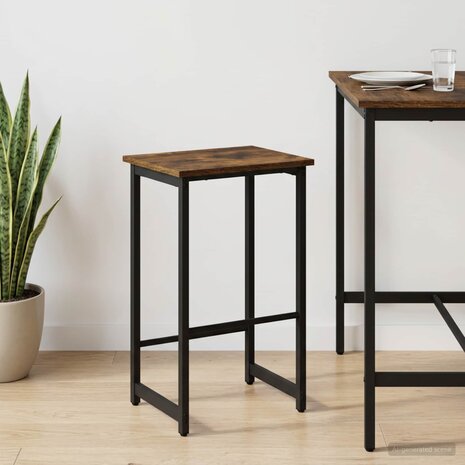 Barkruk Gerookt eiken 40 x 32 x 64 cm Bewerkt hout 1