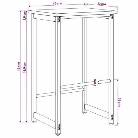 Barkruk Gerookt eiken 40 x 32 x 64 cm Bewerkt hout 6