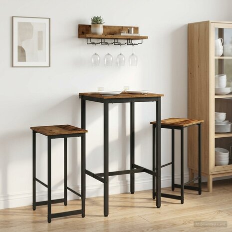 Barkruk 2 st Oud hout 40 x 32 x 64 cm Bewerkt hout 1
