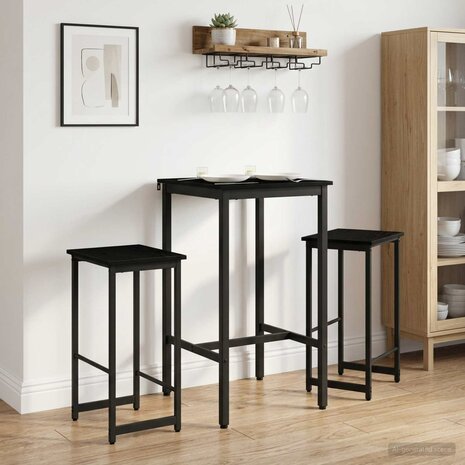 Barkruk 2 st Zwart eiken 40 x 32 x 74 cm Bewerkt hout 1
