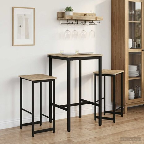 Barkruk 2 st Sonoma Eiken 40 x 32 x 74 cm Bewerkt hout 1