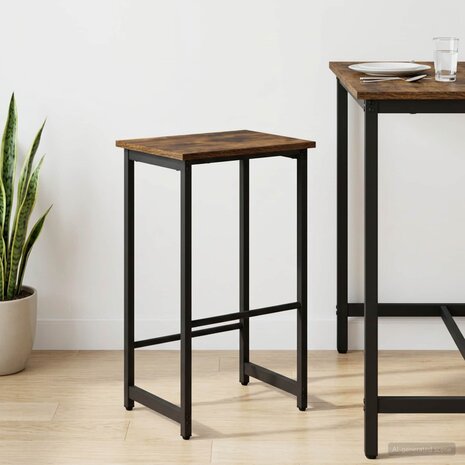 Barkruk Gerookt eiken 40 x 32 x 74 cm Bewerkt hout 1