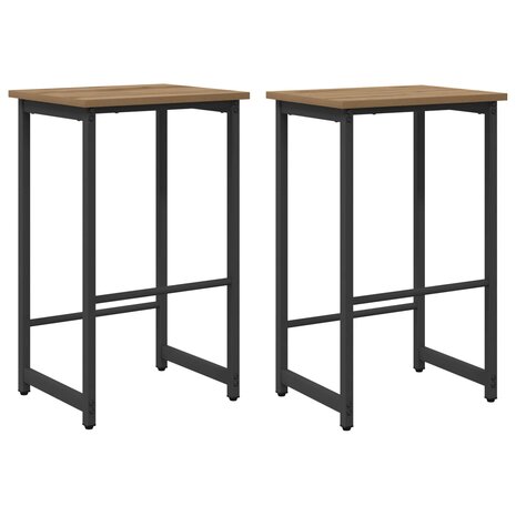 Barkruk 2 st Artisanaal eiken 40 x 32 x 74 cm Bewerkt hout 2