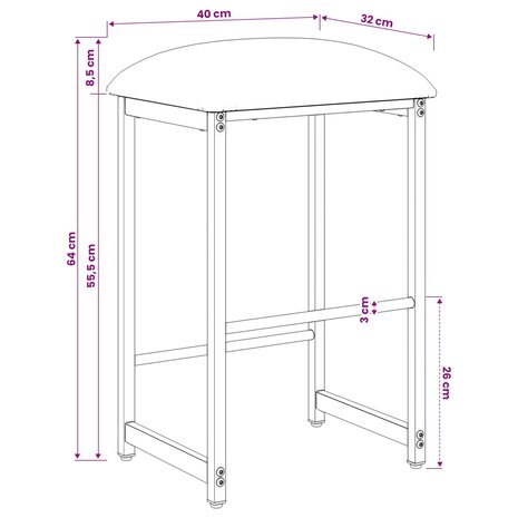 Barkruk Donkergrijs 40 x 32 x 64 cm Bewerkt hout 7