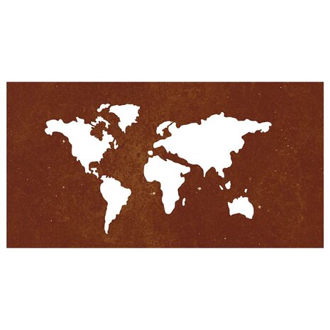 Wanddecoratie tuin wereldkaartontwerp 105x55 cm cortenstaal 4