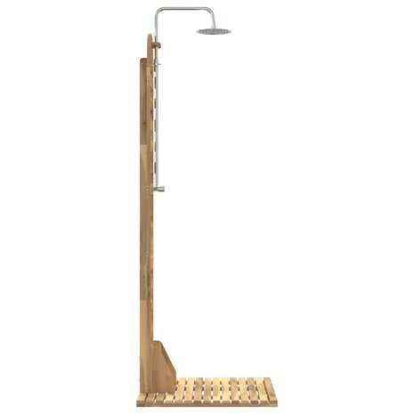 Buitendouche 225 cm Massief acaciahout en roestvrij staal Wit 4