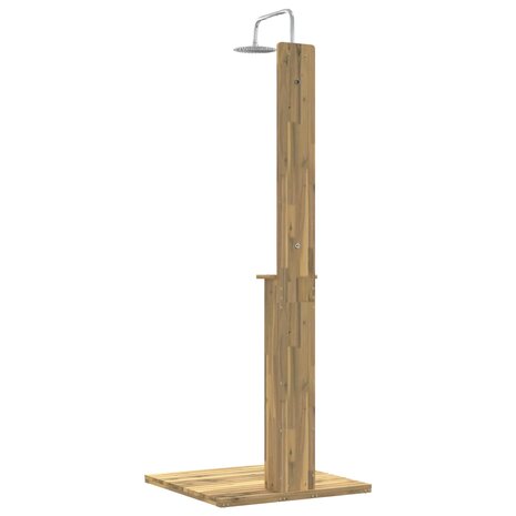 Buitendouche 217 cm Massief Acacia Hout en Roestvrijstaal Wit 5