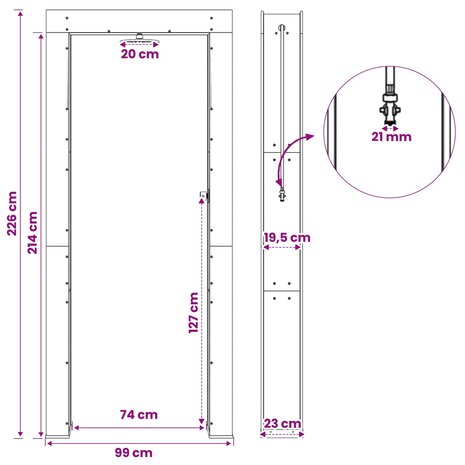 Buitendouche 226 cm Massief acaciahout en roestvrij staal 8