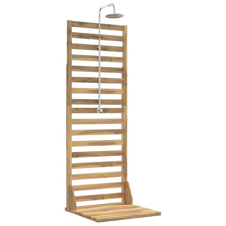 Buitendouche 205,5 cm Massief acaciahout en roestvrij staal Wit 2