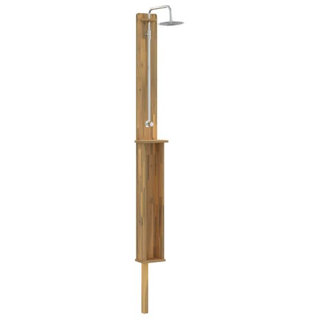 Buitendouche 257 cm Massief Acacia Hout en Roestvrijstaal Wit 2