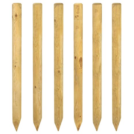 Schuttingpalen 6 st Groen 150 cm Massief grenenhout 2