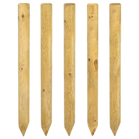 Schuttingpalen 5 st Groen 60 cm Massief grenenhout 2