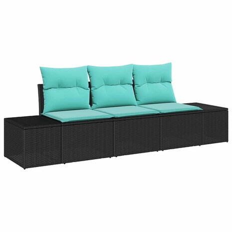 Bankstel 3 st Zwart poly rattan 2