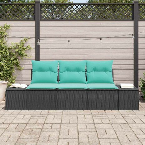 Bankstel 3 st Zwart poly rattan 3