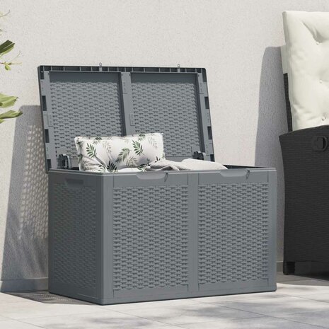 Tuinbox 180 L PP rattan grijs 1