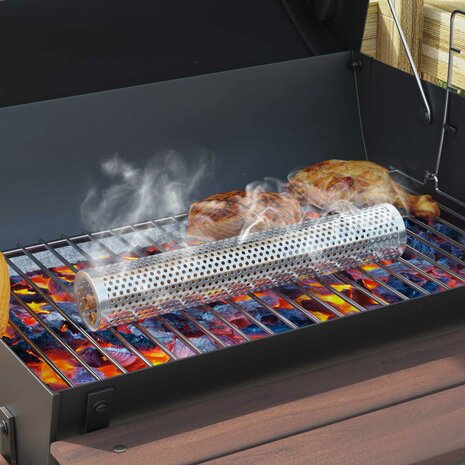 Houtskoolbarbecue 75 x 48 x 120 cm zilver 1