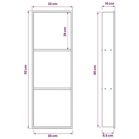 DouchenisZwart 92 x 32 x 10 cm Roestvrij staal 9