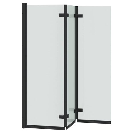 Opvouwbare Douchewand Zwart 130 x 138 cm ESG-glas en aluminium 4