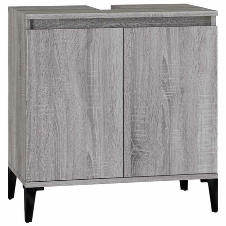 Wastafelkast 58x33x60 cm bewerkt hout grijs sonoma eikenkleurig 2